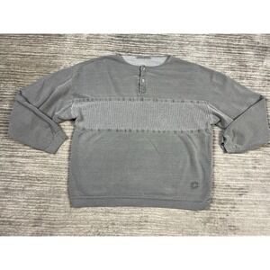 Cheetahs Sweater Mens Medium Gray Henley Made in USA Long Sleeve
